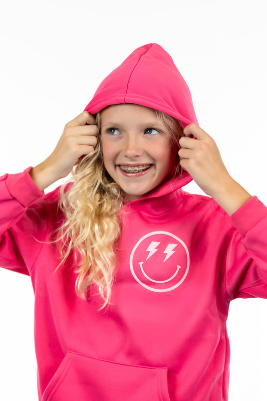 PINK LIGHTNING SMILEY HOODIE