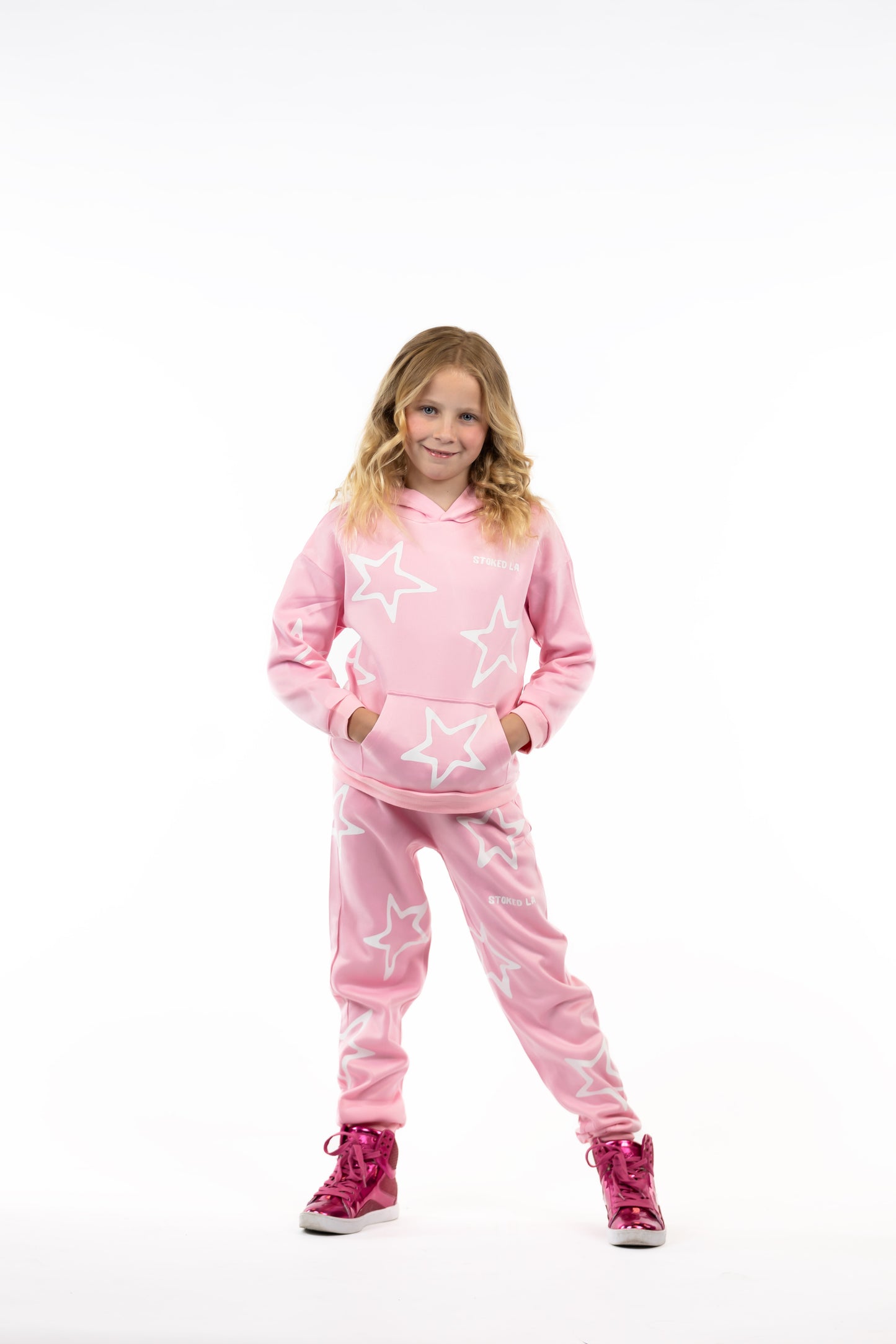 LIGHT PINK LIGHTNING STAR SWEATPANTS