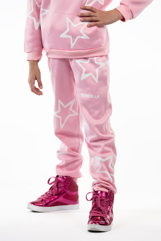LIGHT PINK LIGHTNING STAR SWEATPANTS