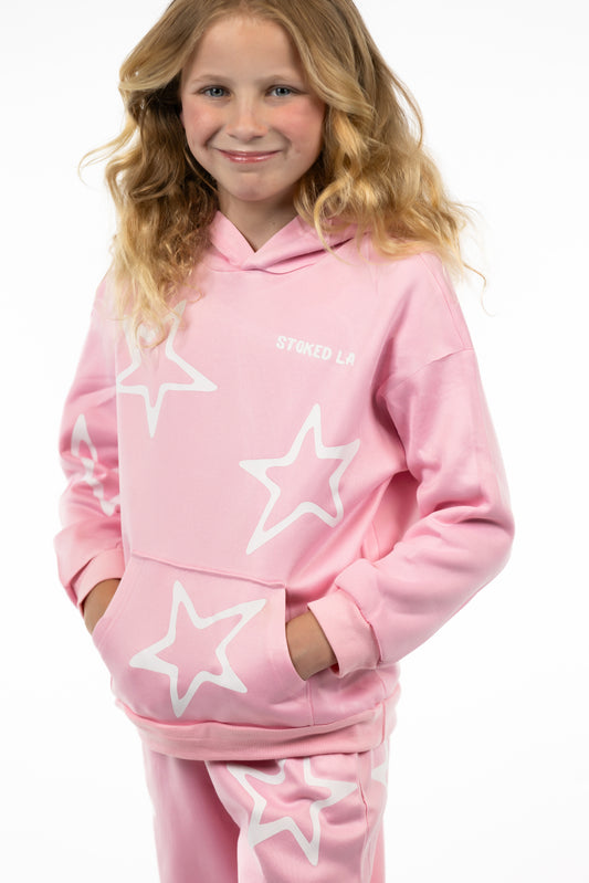 LIGHT PINK LIGHTNING STAR HOODIE