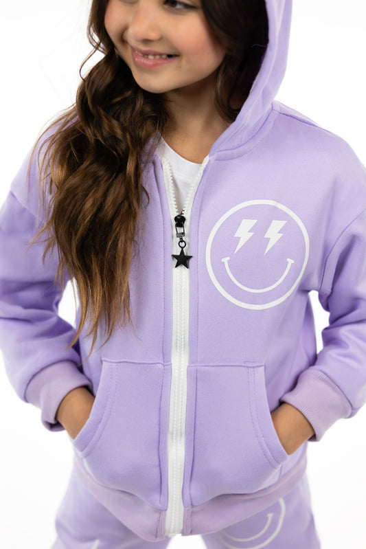 PURPLE LIGHTNING SMILEY ZIPUP HOODIE