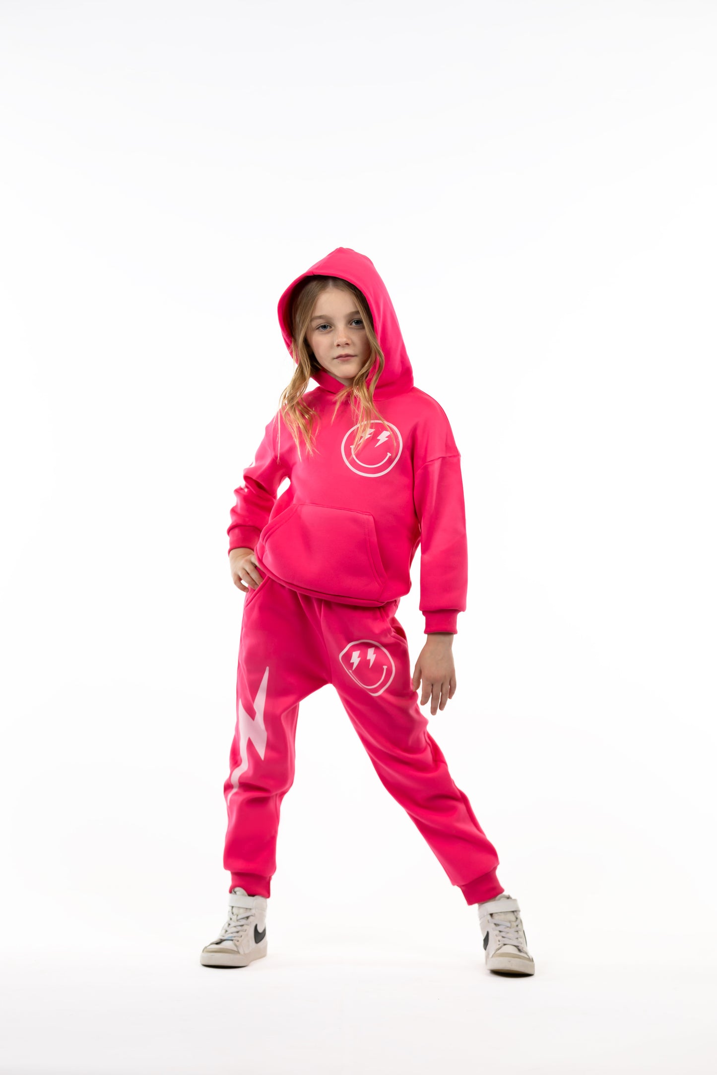 PINK LIGHTNING SMILEY HOODIE