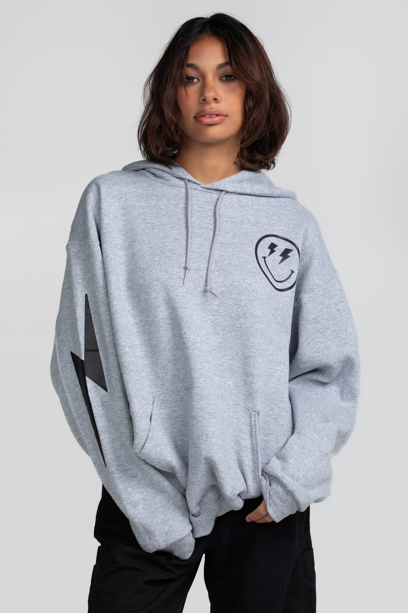 LIGHTNING SMILEY HOODIE BLUE – Stoked LA