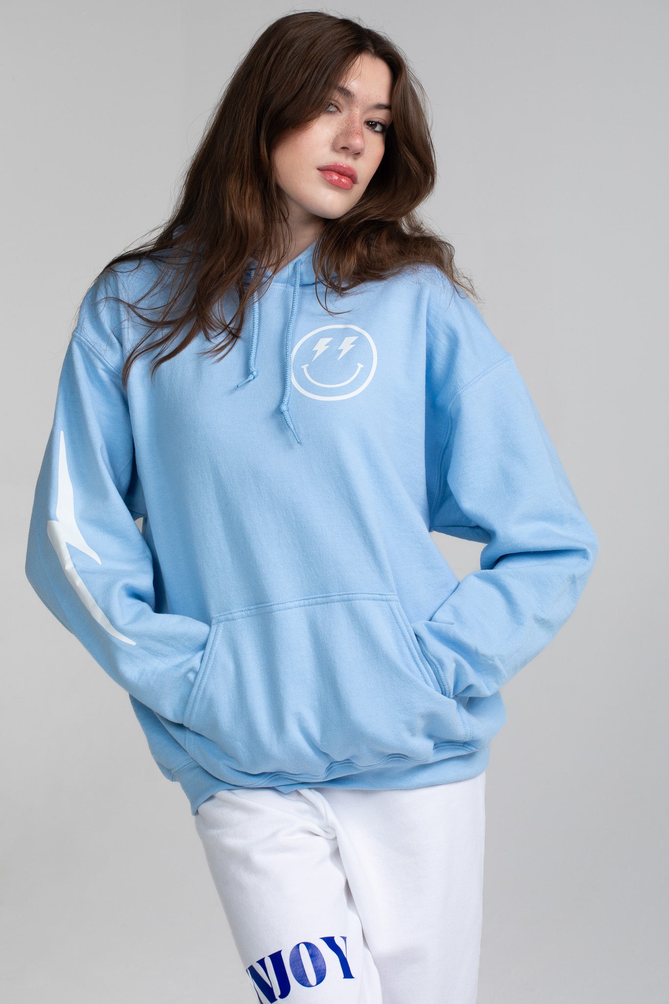 LIGHTNING SMILEY HOODIE BLUE