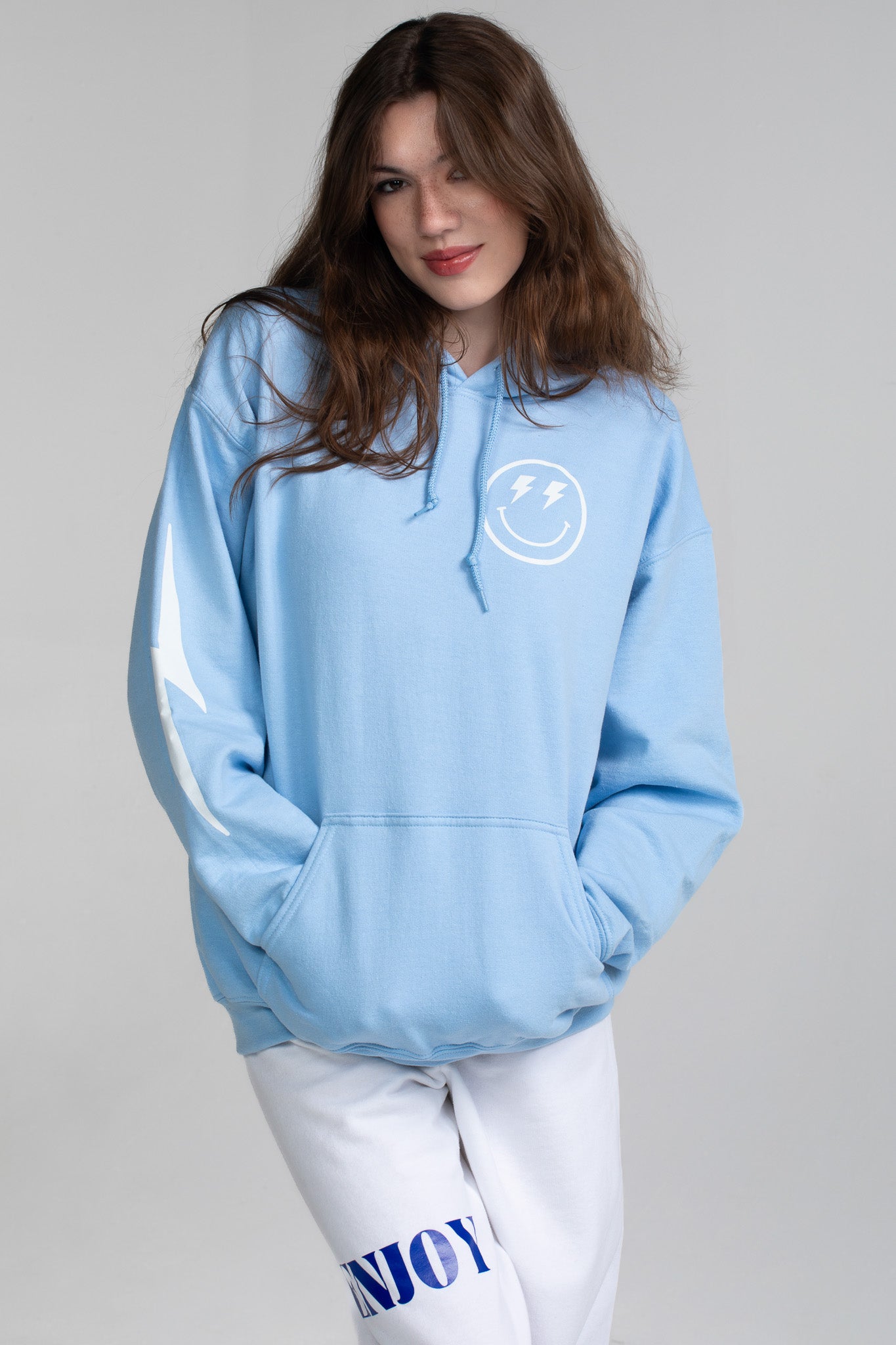 LIGHTNING SMILEY HOODIE BLUE