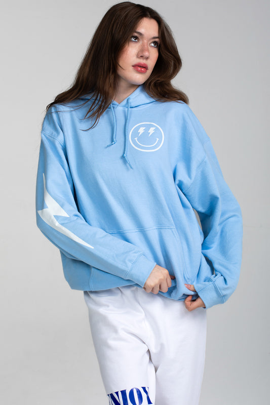 LIGHTNING SMILEY HOODIE BLUE