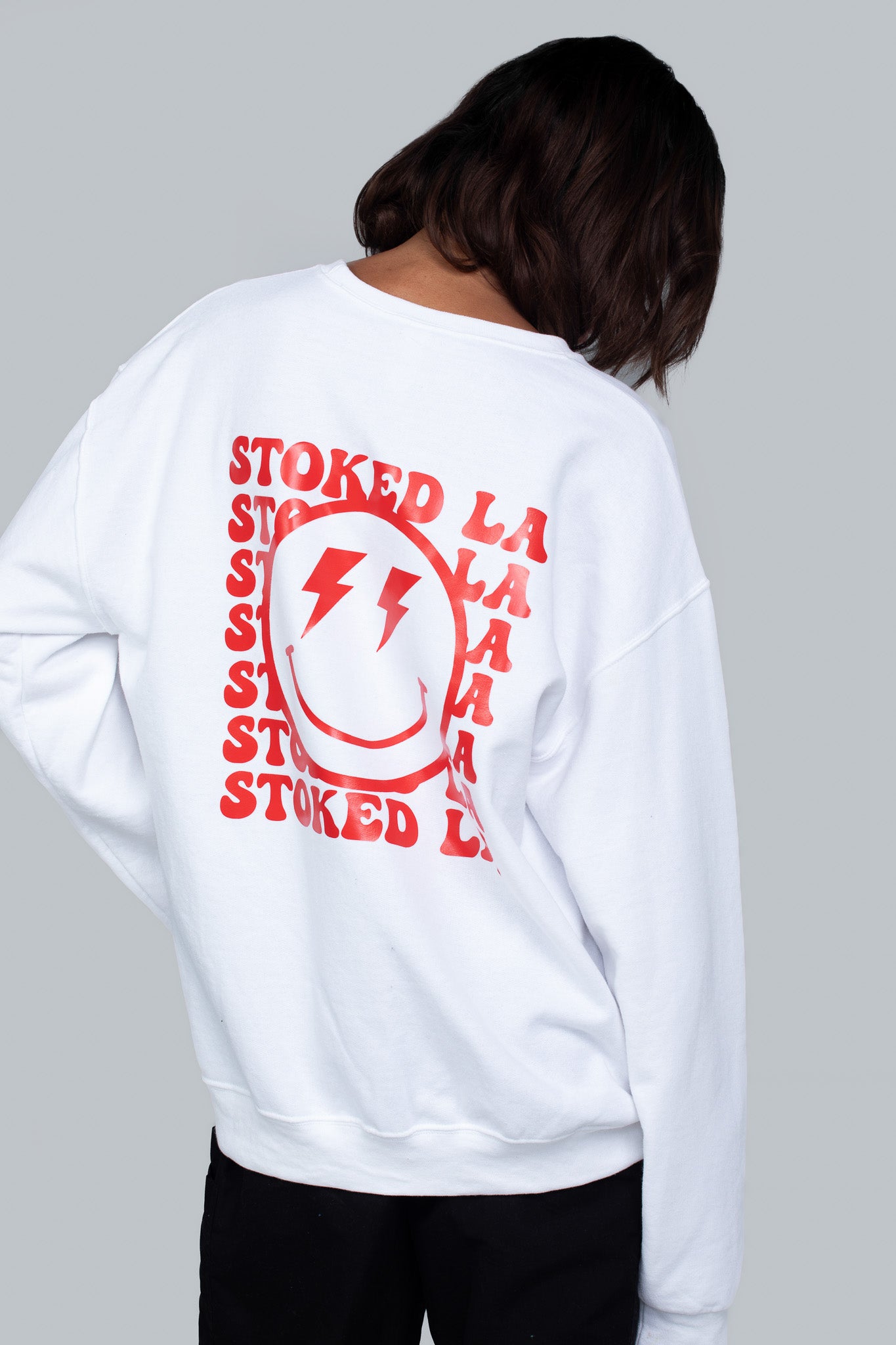 Red Lightning Smiley Crewneck