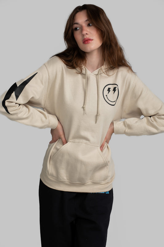 LIGHTNING SMILEY HOODIE SAND