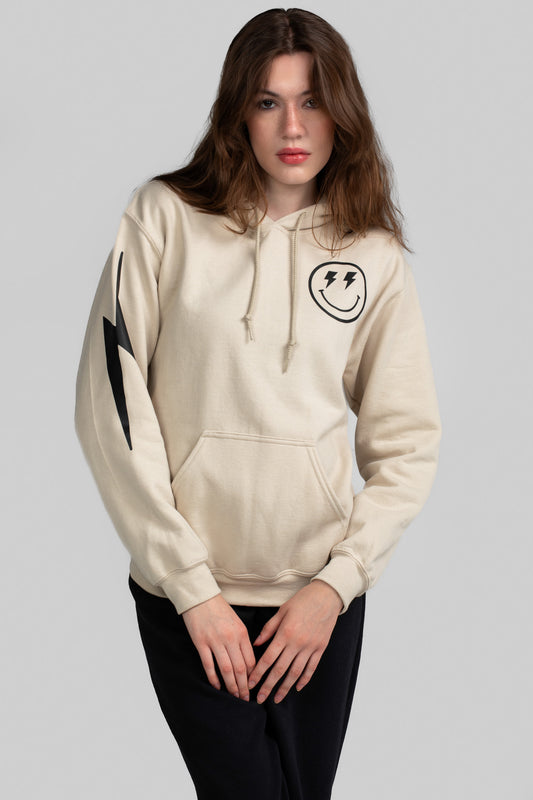 LIGHTNING SMILEY HOODIE SAND