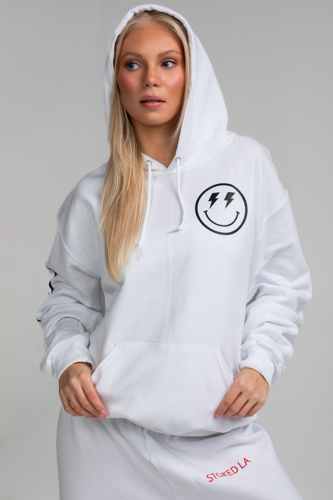 LIGHTNING SMILEY HOODIE WHITE