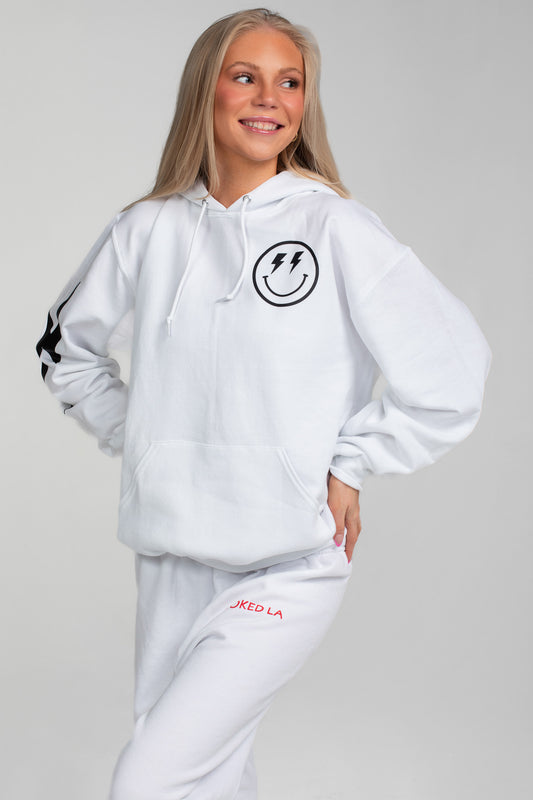 LIGHTNING SMILEY HOODIE WHITE