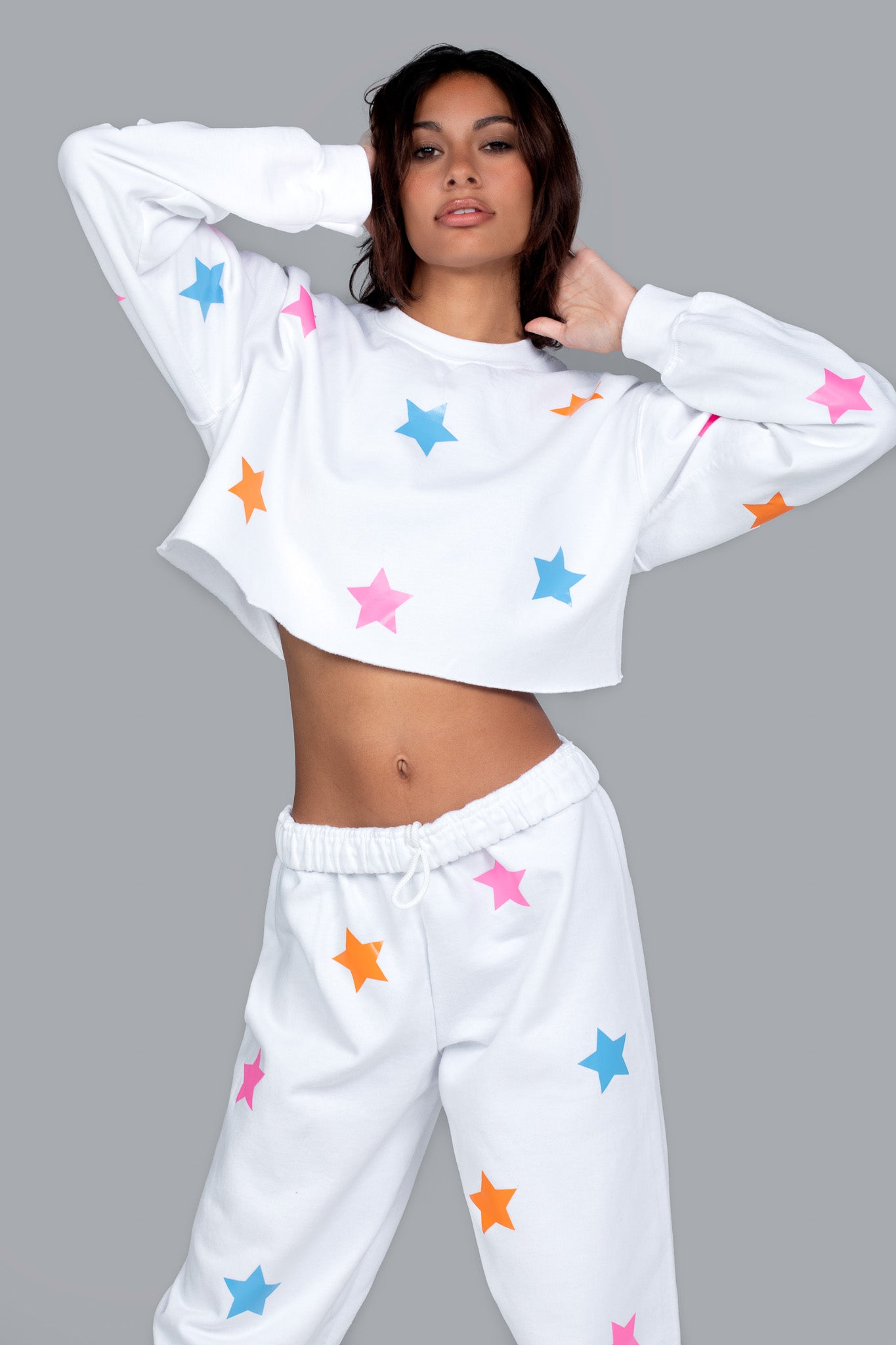 White sweatpants 2024 with stars