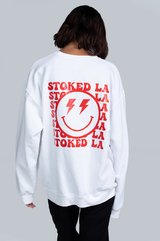 Red Lightning Smiley Crewneck