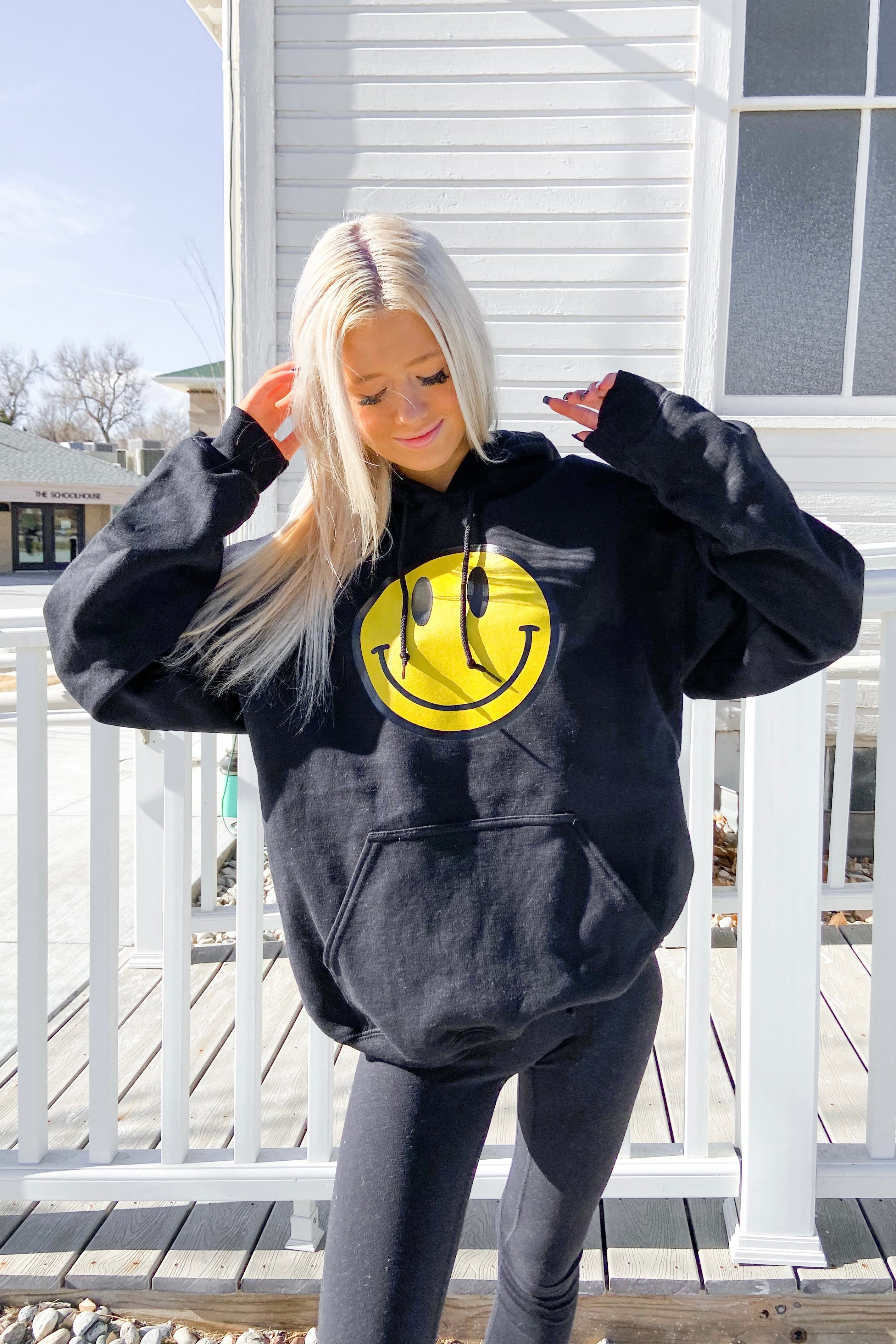 Smiley face 2024 hoodie black